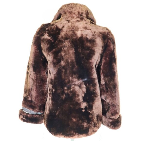 VINTAGE WOMEN S BROWN PLUSH FAUX FUR COAT - SIZE S - Picture 7 of 9